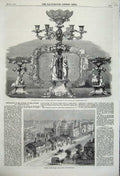 Old Antique Print 1860 Palace Shouthwark London Ewings Testimonial Bank 19th