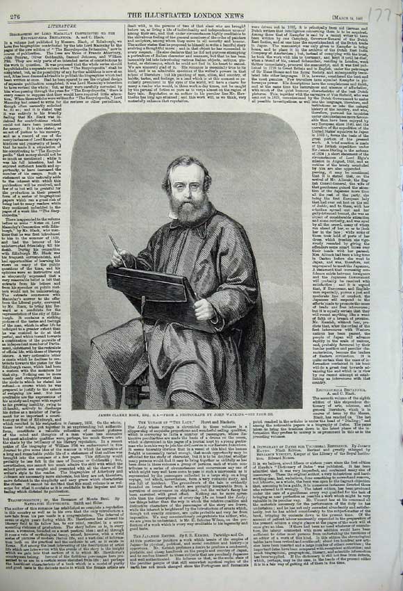 Old Antique Print 1860 Portrait James Clarke Hook Photograph John Watkins 19th