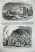 Original Old Antique Print 1860 Cavern Forty Thieves Lyceum Theatre Greenwich