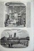 Original Old Antique Print 1860 Dauglish Bread Making Machine Burradon Colliery