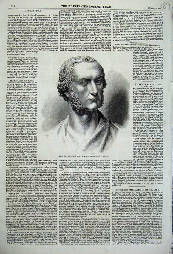 Original Old Antique Print 1860 Bust Right Honourable Gladstone Man Munro 19th