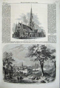 Old Antique Print Christchurch Cathedral Montreal Bologna Asinelli 1860 19th