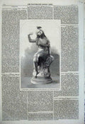 Original Old Antique Print 1860 Playfulness Statuette British Institution Halse