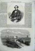 Old Antique Print 1860 View Solferino Portrait Cowper Commissioner Works 19th