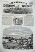Old Antique Print 1860 Stephenson Institute Newcastle Bridge Seine Paris 19th