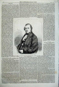 Old Antique Print 1860 Portrait Honourable Galt Finance Minister Canada 19th