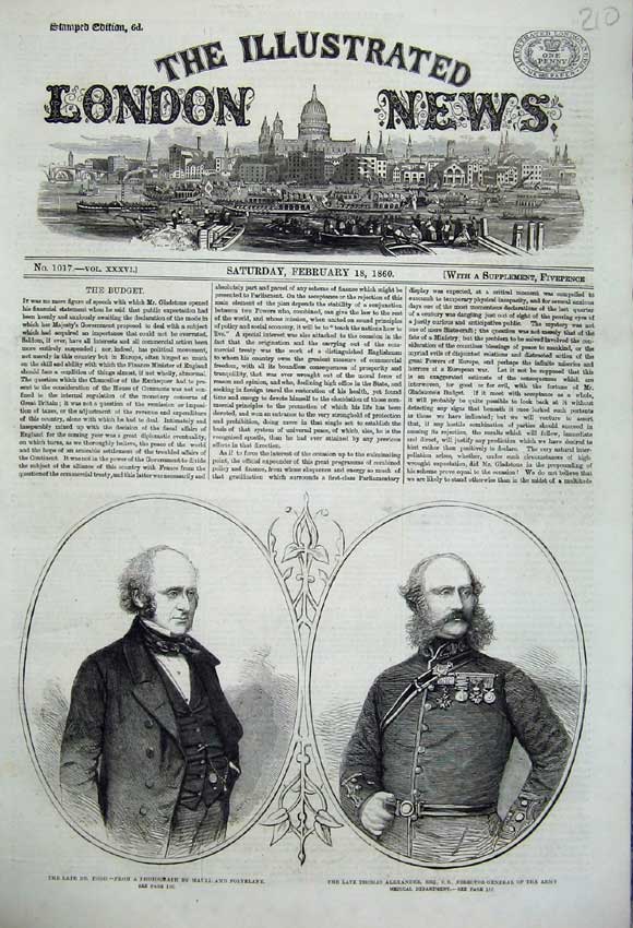Original Old Antique Print 1860 Portrait Dr Todd Thomas Alexander Army Medical