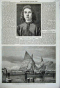 Original Old Antique Print 1860 Bagozzo Arsenal Venice Murano Ship Masaccio Art