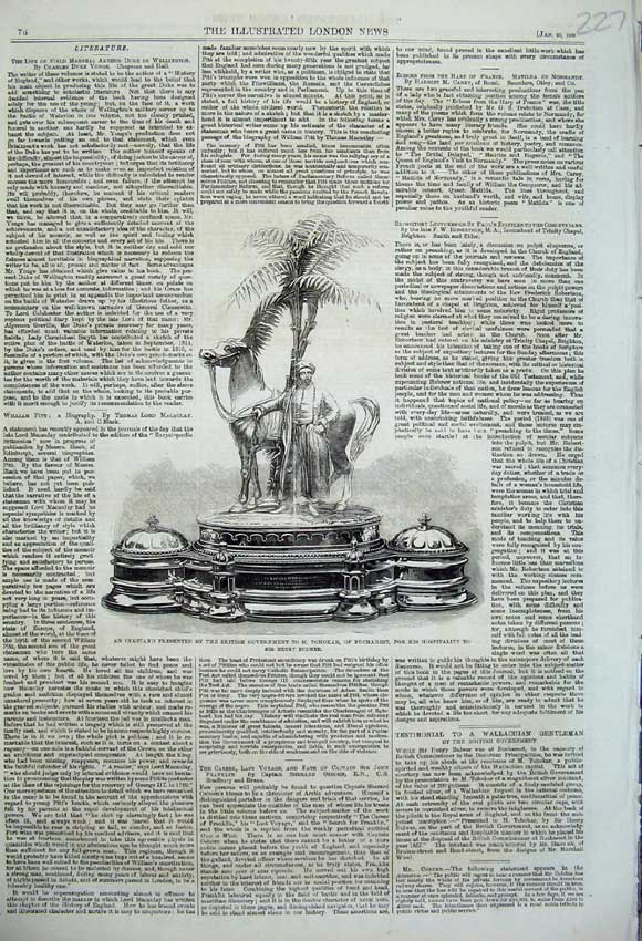Original Old Antique Print 1860 Inkstand British Government Tchokar Bucharest