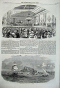 Old Antique Print 1860 Alicante Ships Ball Lancers Exeter Officers Army 19th