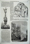 Old Antique Print 1860 Apsis Peter'S Church Normandy Augustine Sculpture 19th