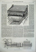 Original Old Antique Print 1860 Bonelli'S Electric Silk-Loom Working Machinery