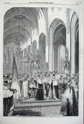 Old Antique Print 1860 Coronation King Sweden Norway Robes Crown Throne 19th