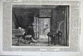 Original Old Antique Print 1860 Duenna'S Return Woman Window Horsley Academy