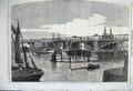 Old Antique Print 1860 Victoria Railway Bridge River Thames Pimlico Boats 19th