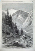 Old Antique Print 1860 Frontier Switzerland Savoy Forclaz Mountians Snow 19th