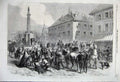Original Old Antique Print 1860 Departure Piedmontese Garrison Chambery Horses