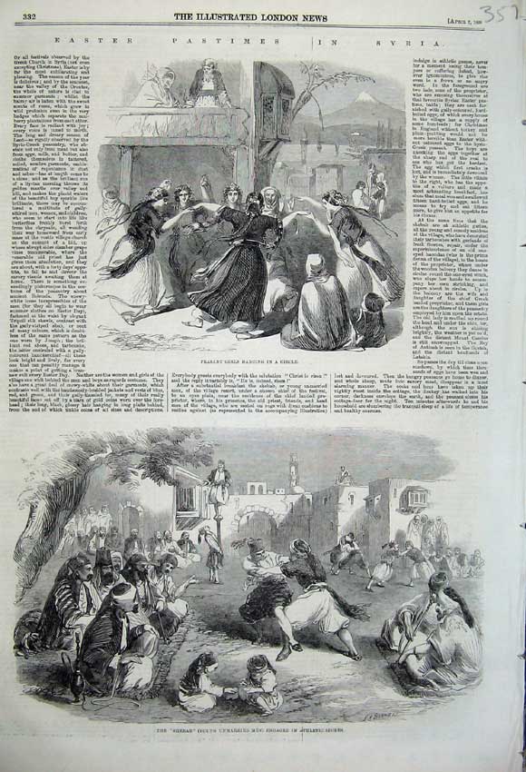 Original Old Antique Print Town Monaco 1860 Townhall Piazza Frutti Market Padua