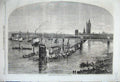 Original Old Antique Print 1860 View Charring Cross Railway Bridge Steam Boats