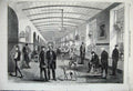 Original Old Antique Print 1860 Royal Hospital Bethlehem Gallery Men Dogs Games