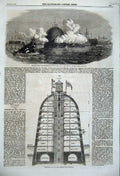 Original Old Antique Print 1860 Impregnable Iron Fortress Coast River Defence