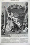 Old Antique Print 1860 Criticism Family Painting Exhibition British Art 19th