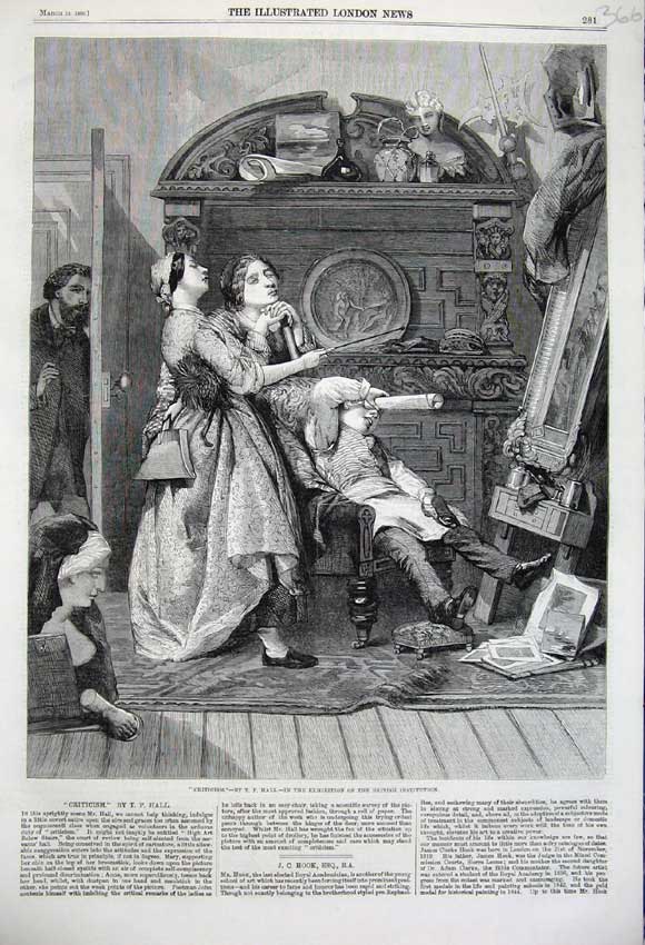 Old Antique Print 1860 Criticism Family Painting Exhibition British Art 19th