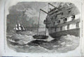 Original Old Antique Print 1860 New System Lowering Detaching Ships Life-Boats