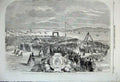 Original Old Antique Print 1860 Viscount Falmouth Docks Foundation Stone Ships