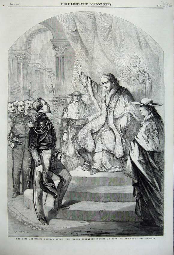 Old Antique Print 1860 Pope General Goyon French Commander-In-Chief Rome 19th