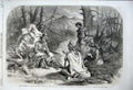 Old Antique Print 1860 American Indians Council Fate White Prisoners War 19th