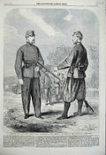 Original Old Antique Print 1860 Uniform Volunteer Rifle Corps War Siers Army