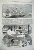Old Antique Print 1860 Hospital Ship Melbourne China Surgery Department 19th