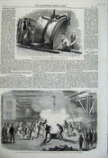 Old Antique Print 1860 Great Steel Bell San Francisco Naylor Fire Alarm 19th