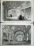 Old Antique Print 1860 Throne Room Palace Luxembourg Chamber Mary Paris 19th
