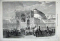 Original Old Antique Print 1860 Triumphal Arch Naples Victor Emmanuel Musicians
