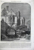 Original Old Antique Print 1860 Prodigal Son Castle Night Stars Trees Building