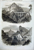 Old Antique Print 1860 Bollerswand Viaduct Railway Tunnel Weinzettelwand 19th