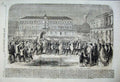 Original Old Antique Print 1860 British Brigade Marching Largo Naples War Army