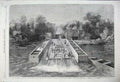 Original Old Antique Print 1860 Prince Wales Canada Timber Slide Ottawa River