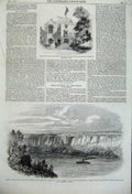 Original Old Antique Print 1860 School Deaf Manchester Farina Niagara Tightrope