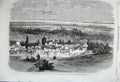 Original Old Antique Print 1860 View Damascus Hill Salahiyeh Town Trees Houses