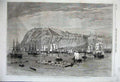 Old Antique Print 1860 Prince Wales Quebec Sailing Ships Fort Sea Houses 19th
