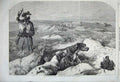 Old Antique Print 1860 Grouse Shooting Man Rifle Horse Hound Dogs Sport 19th