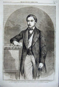 Old Antique Print 1860 Portrait Royal Highness Prince Wales John Watkins 19th