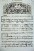 Original Old Antique Print 1860 Sheet Music Song Night March Volunteers Lemon