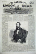 Original Old Antique Print 1860 Portrait Duke Newcastle John Watkins Parliament