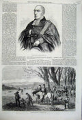 Old Antique Print 1860 Rev George Croly Hare Coursing Meting Hampton Park 19th