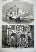Old Antique Print 1860 Prince Plymouth Impregnable Ship Cathedral Lucca 19th