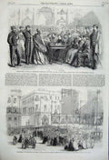 Old Antique Print 1860 Garibaldi'S Medals Naples Vote Annexation Palace 19th